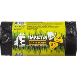 Мешки для мусора ПНД 30л ЕЛР-305020 (48*57,5*5,6мкн)Ромашка (50шт/рул 20рул/кор) черные